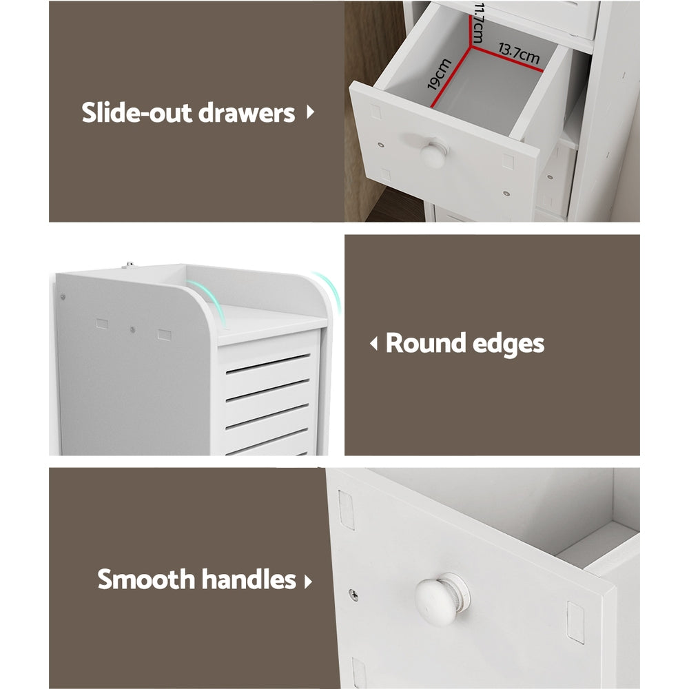 Bathroom Cabinets, Cupboards & Storage: Artiss Bathroom Toilet Storage Cabinet Laundry Tallboy Cupboard Slim Corner