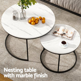 Artiss Nesting Coffee Table Set of 2 Marble Effect