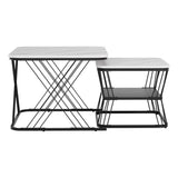 Coffee Tables: Artiss Nesting Coffee Table Set of 2 Marble Effect