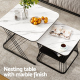 Coffee Tables: Artiss Nesting Coffee Table Set of 2 Marble Effect