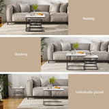 Coffee Tables: Artiss Nesting Coffee Table Set of 2 Marble Effect