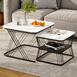 Coffee Tables: Artiss Nesting Coffee Table Set of 2 Marble Effect