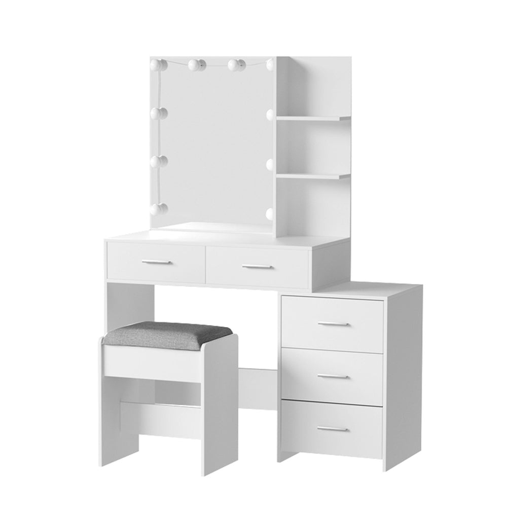 Dressing Vanity & Dressing Tables: Artiss Dressing Table Set Stool 10 LED Bulbs White Dale