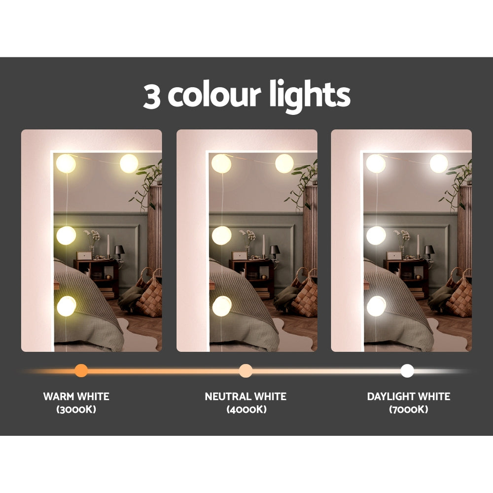 Dressing Vanity & Dressing Tables: Artiss Dressing Table Set Stool 10 LED Bulbs White Dale