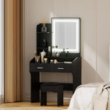 Artiss Dressing Table Set Stool Led Black