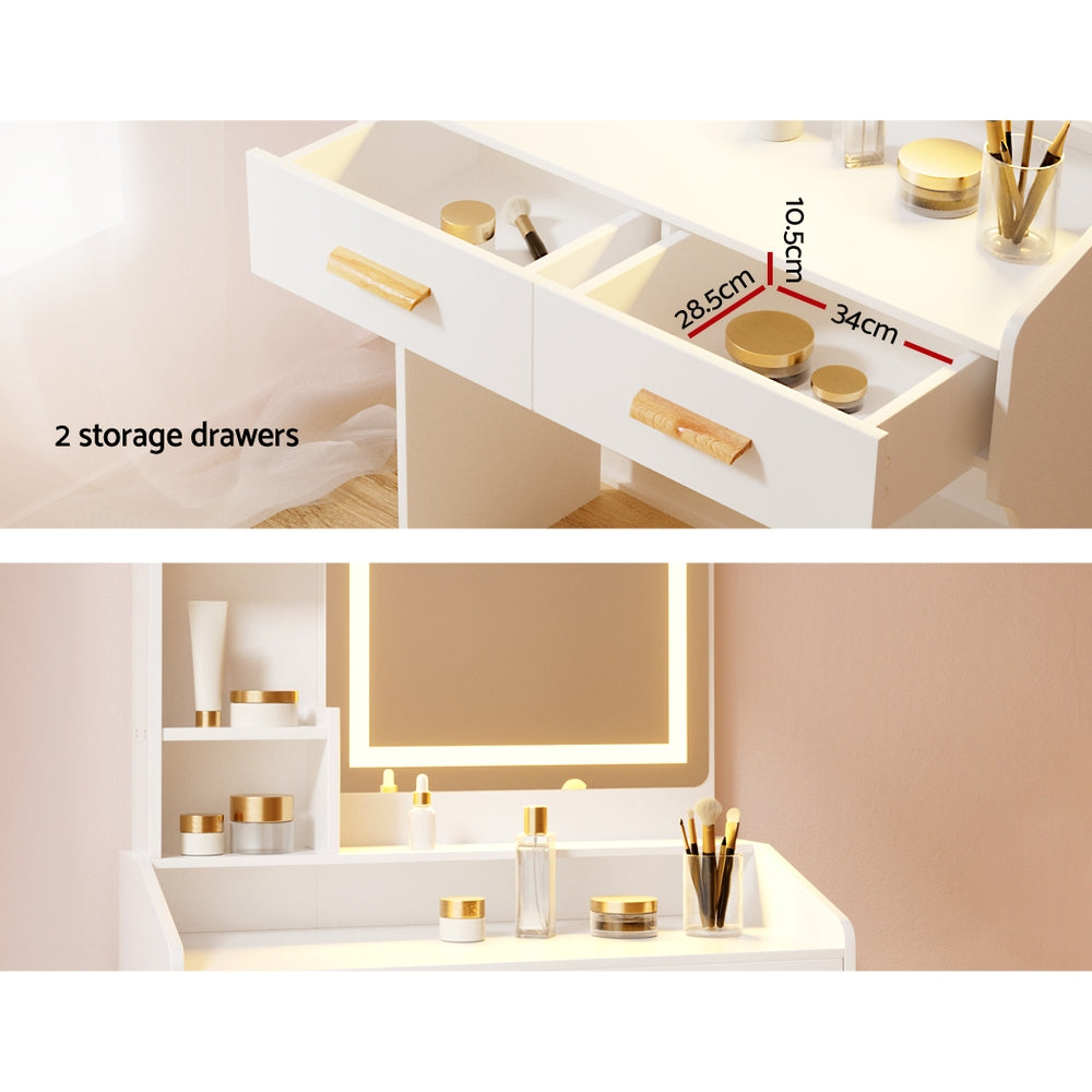 Dressing Vanity & Dressing Tables: Artiss Dressing Table Set Stool Led White Doria