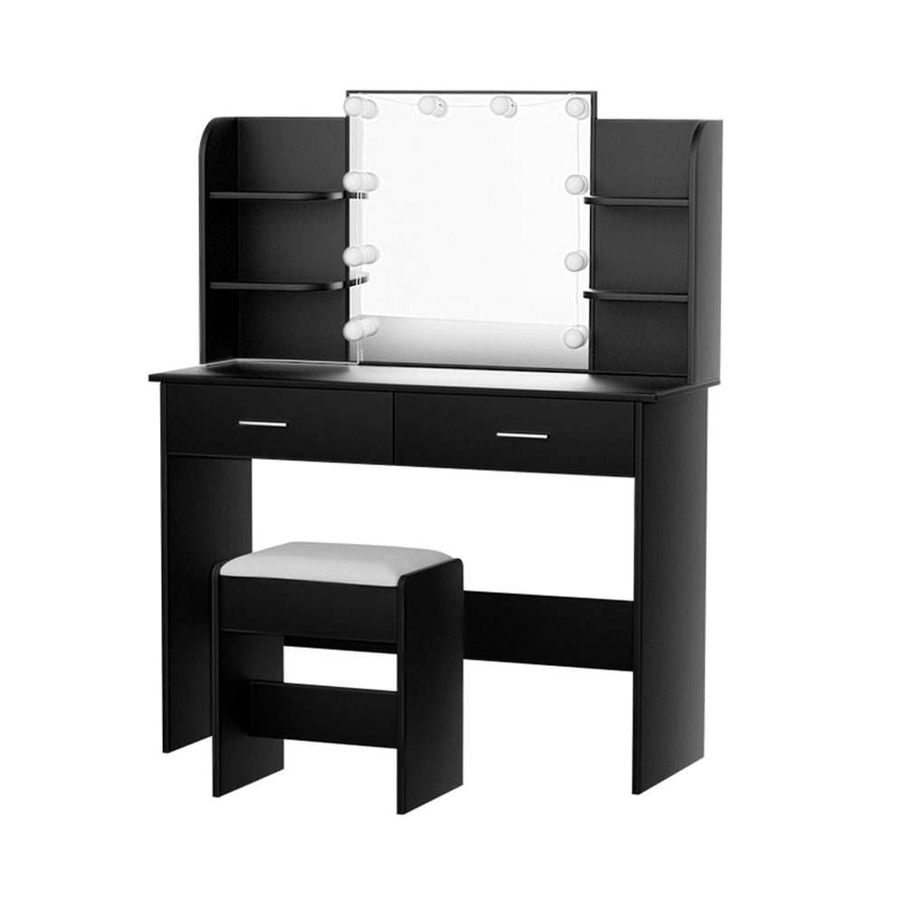 Dressing Vanity & Dressing Tables: Artiss Dressing Table Set Stool 10 Led Bulbs Black Dulcea