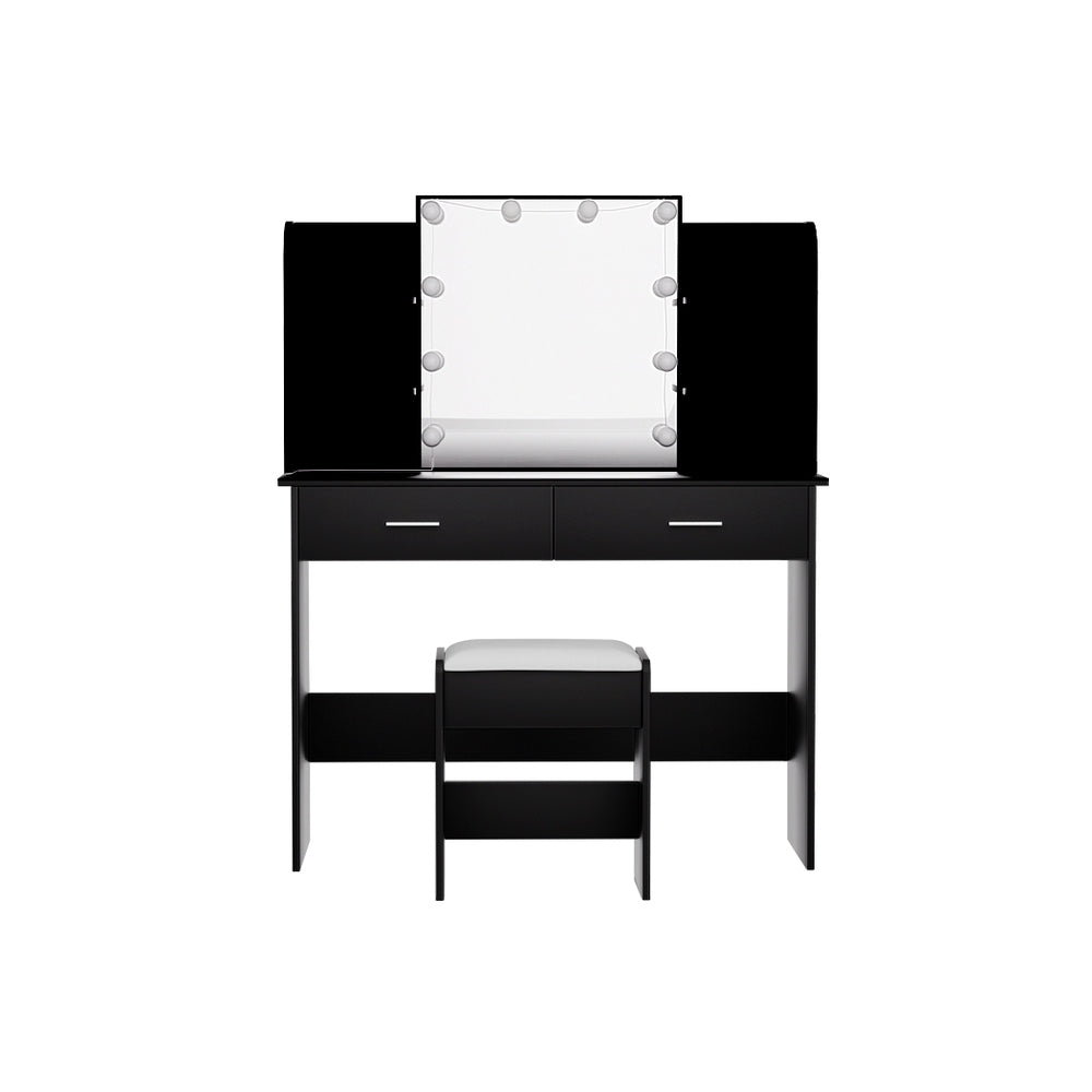 Dressing Vanity & Dressing Tables: Artiss Dressing Table Set Stool 10 Led Bulbs Black Dulcea