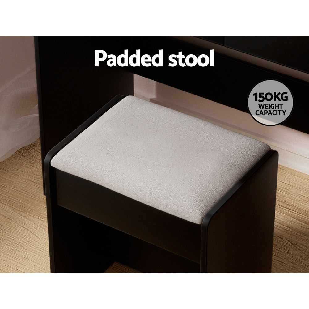 Dressing Vanity & Dressing Tables: Artiss Dressing Table Set Stool 10 Led Bulbs Black Dulcea