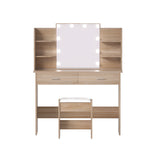Artiss Dressing Table Set Stool 10 Led Bulbs Wood