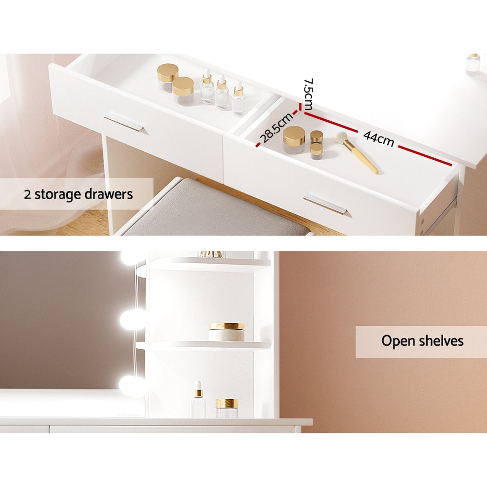 Dressing Vanity & Dressing Tables: Artiss Dressing Table Set Stool 10 Led Bulbs White Dulcea