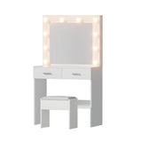 Artiss Dressing Table Vanity Desk Set Stool 10 Led Bulbs White