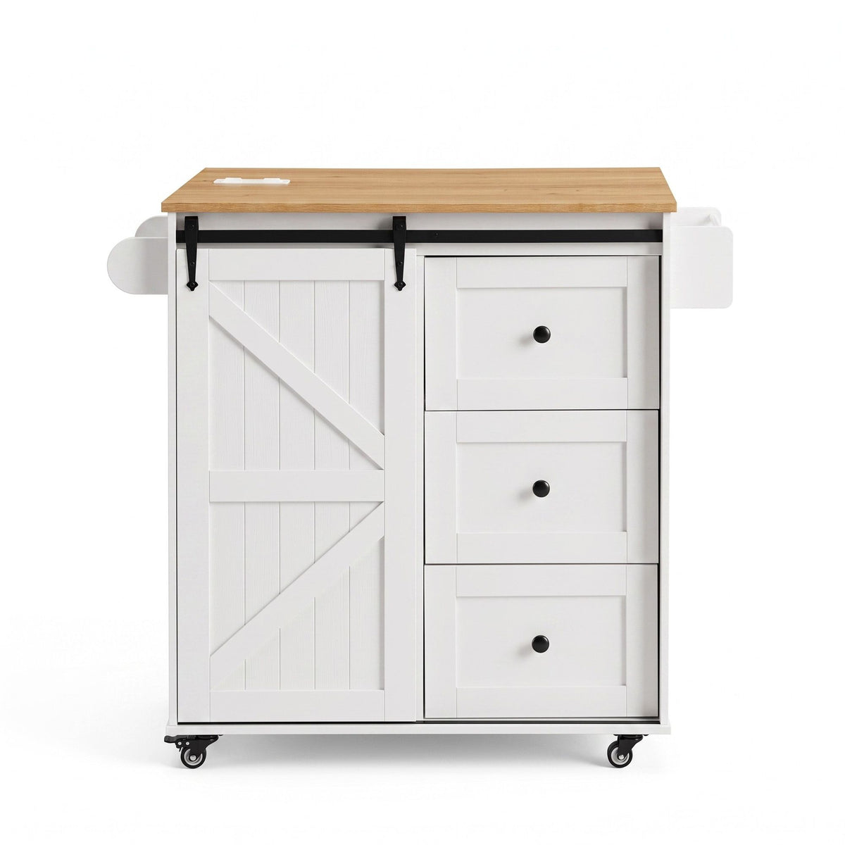 Artiss Kitchen Island Trolley Rolling Serving Cart Storage Drawer Cabinet 100cm