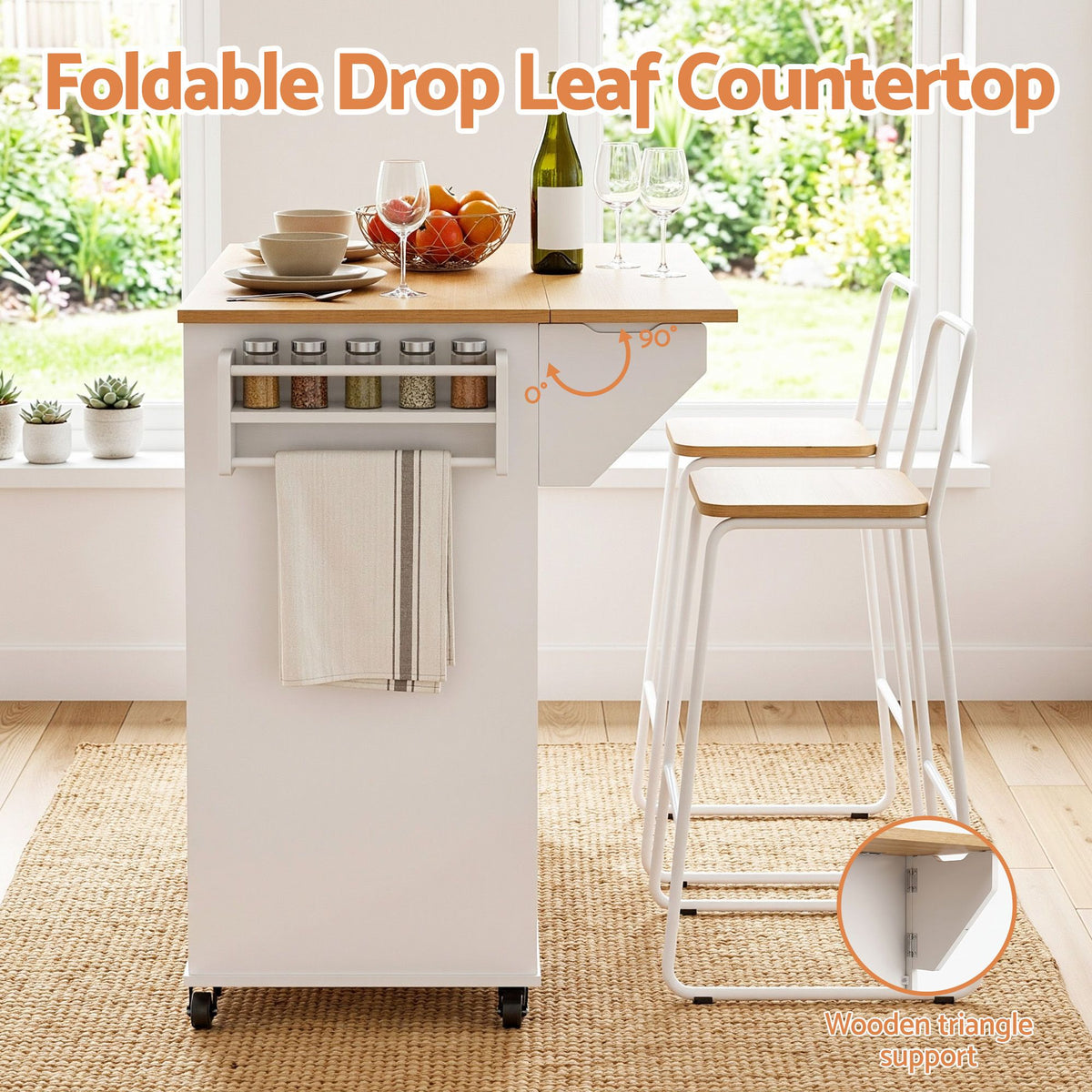 Artiss Kitchen Island Trolley Rolling Serving Cart Storage Drawer Cabinet 100cm