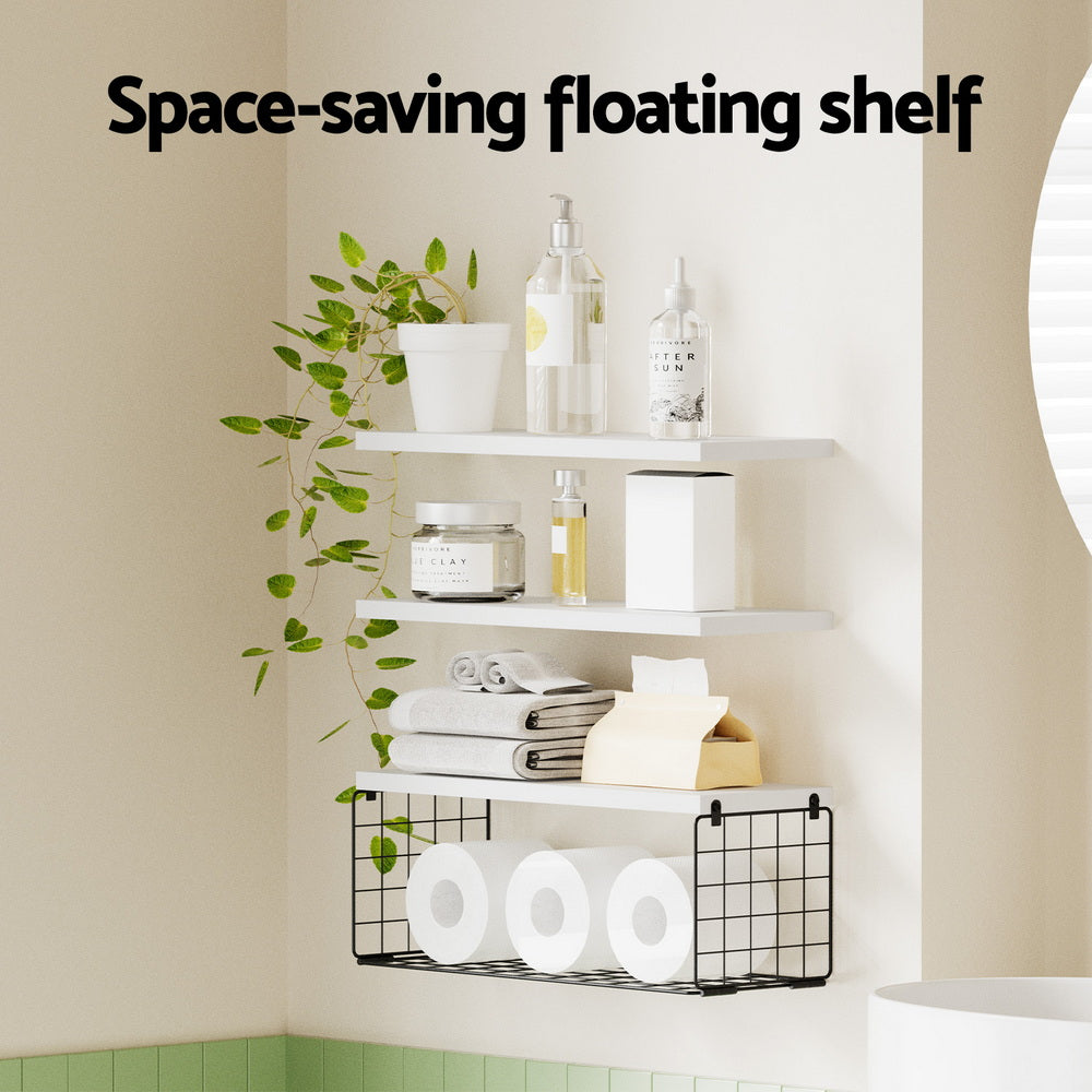Kitchen & Bathroom DIY: Artiss Floating Wall Shelf Set of 3 White