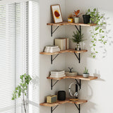 Kitchen & Bathroom DIY: Artiss Floating Wall Shelf Corner Shelves Set of 4 Wood