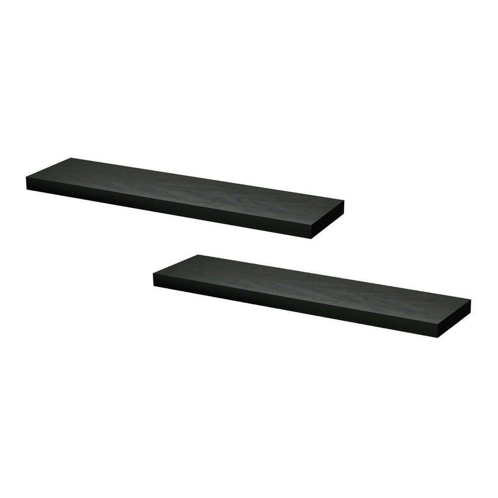 Kitchen & Bathroom DIY: Artiss Floating Wall Shelf Set of 2 Black 90CM