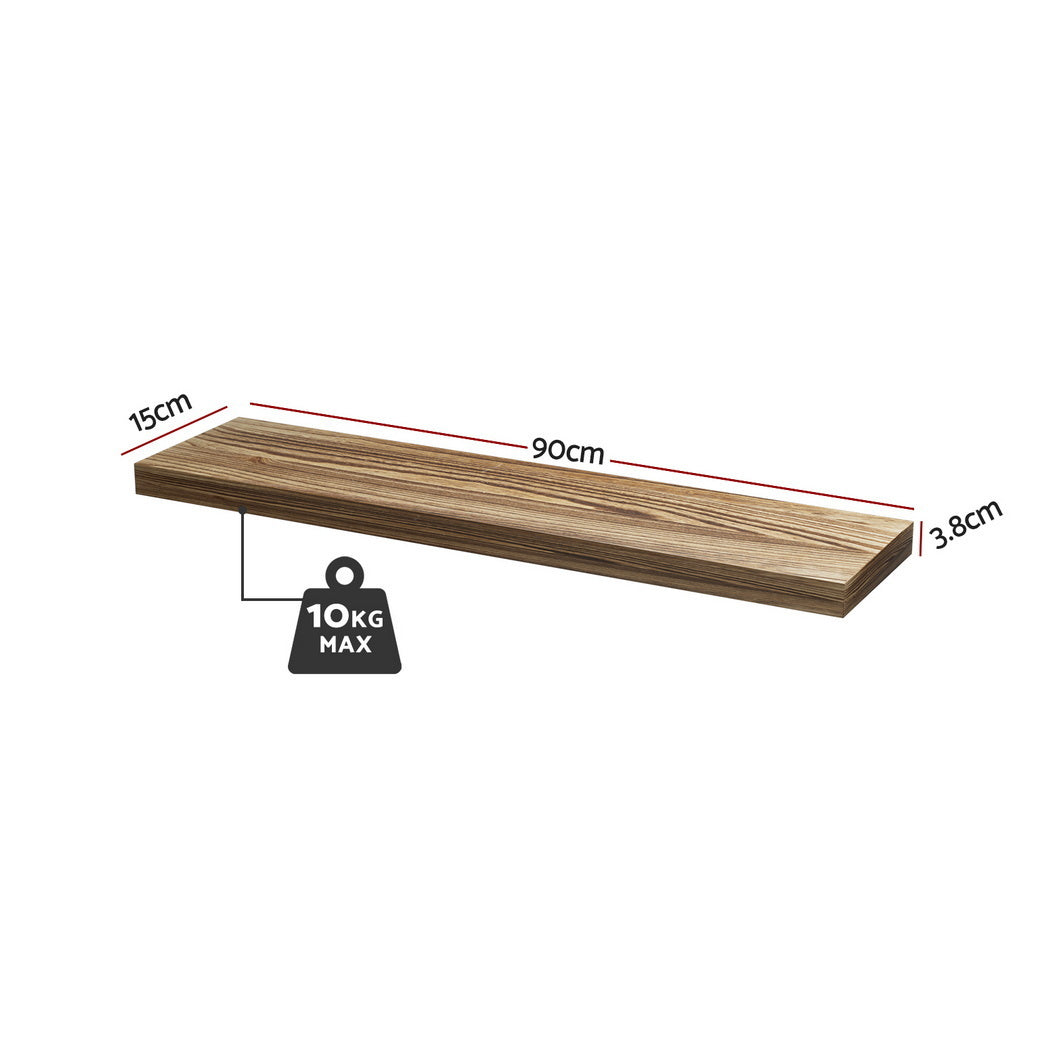 Kitchen & Bathroom DIY: Artiss Floating Wall Shelf Set of 2 Wood 90CM