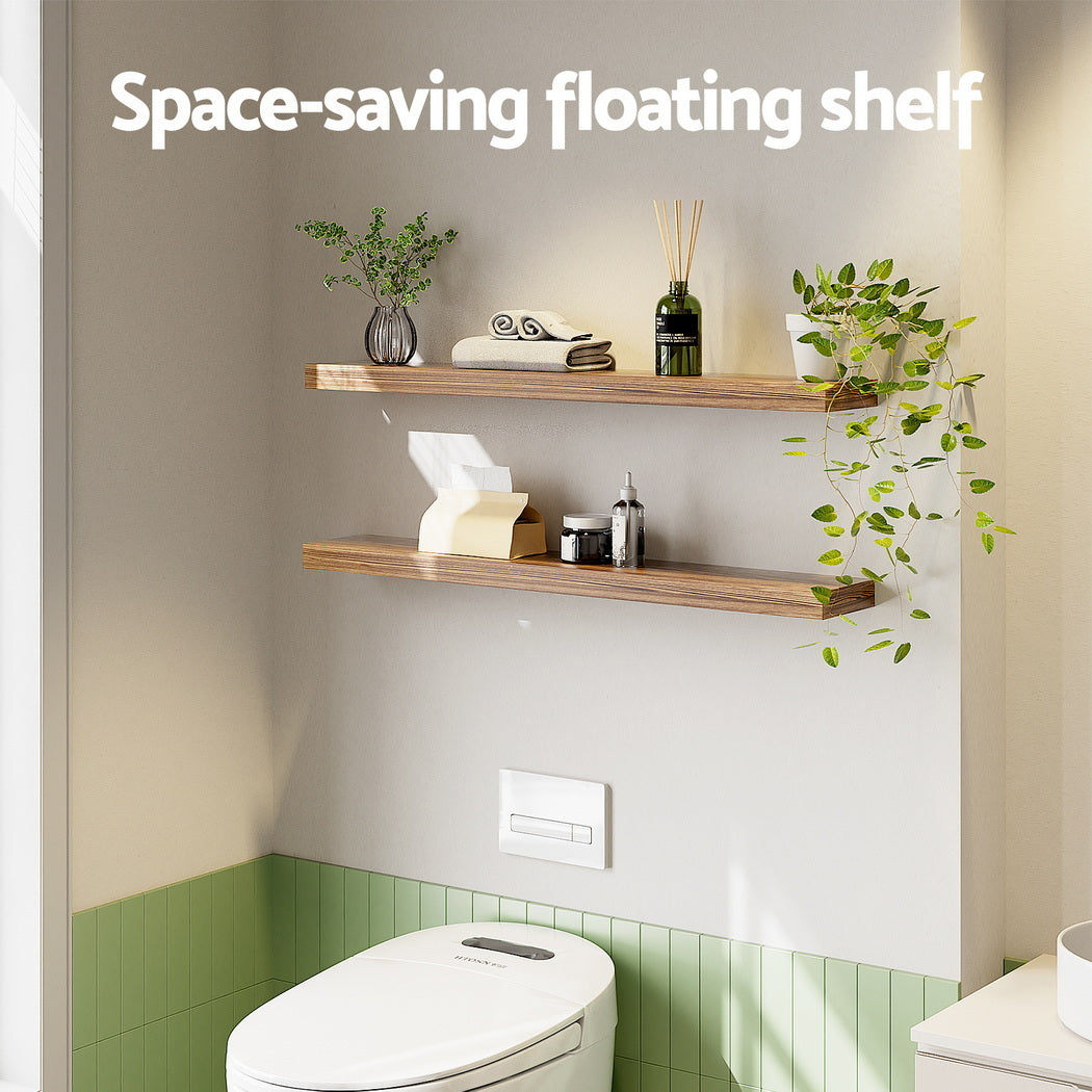 Kitchen & Bathroom DIY: Artiss Floating Wall Shelf Set of 2 Wood 90CM