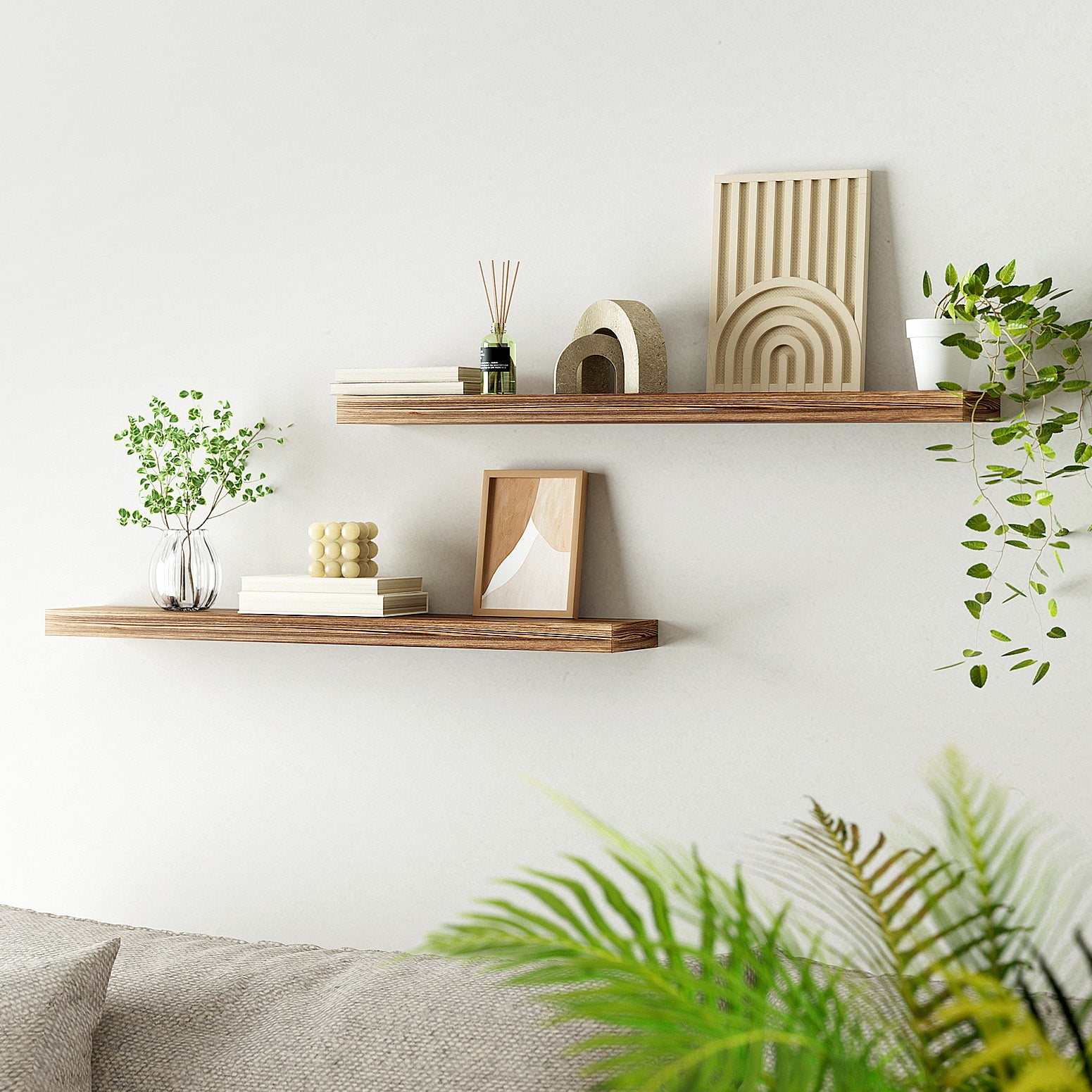 Kitchen & Bathroom DIY: Artiss Floating Wall Shelf Set of 2 Wood 90CM