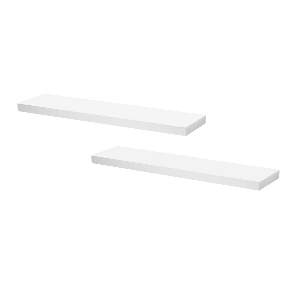 Kitchen & Bathroom DIY: Artiss Floating Wall Shelf Set of 2 White 90CM