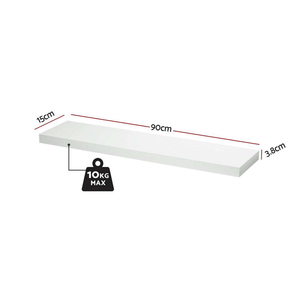 Kitchen & Bathroom DIY: Artiss Floating Wall Shelf Set of 2 White 90CM