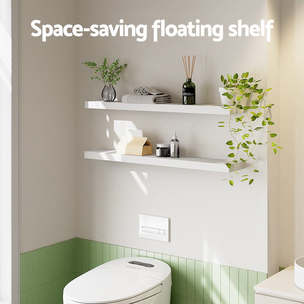 Kitchen & Bathroom DIY: Artiss Floating Wall Shelf Set of 2 White 90CM