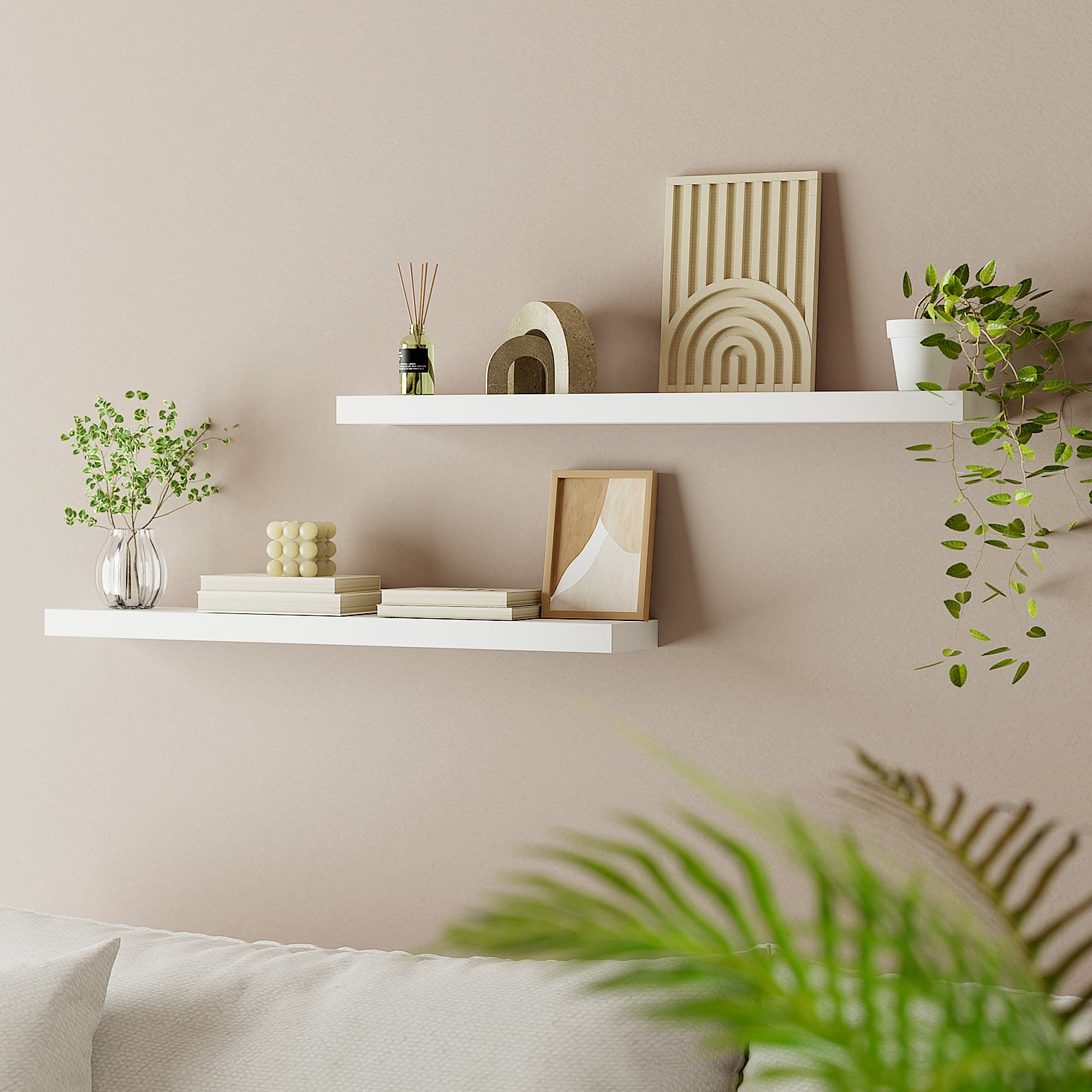 Kitchen & Bathroom DIY: Artiss Floating Wall Shelf Set of 2 White 90CM
