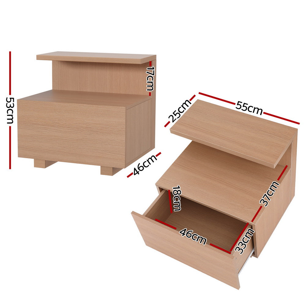 Bedside Tables: Artiss Bedside Table 1 Drawer - Pine