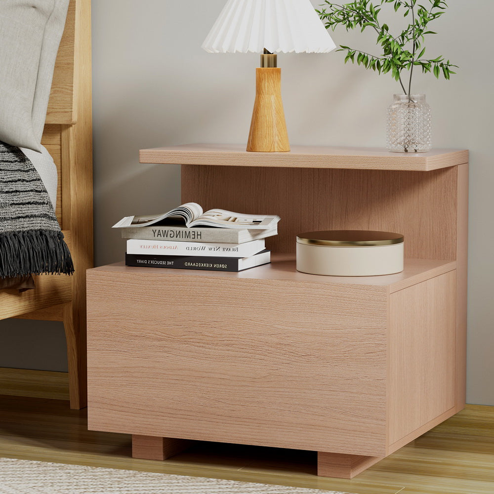 Bedside Tables: Artiss Bedside Table 1 Drawer - Pine