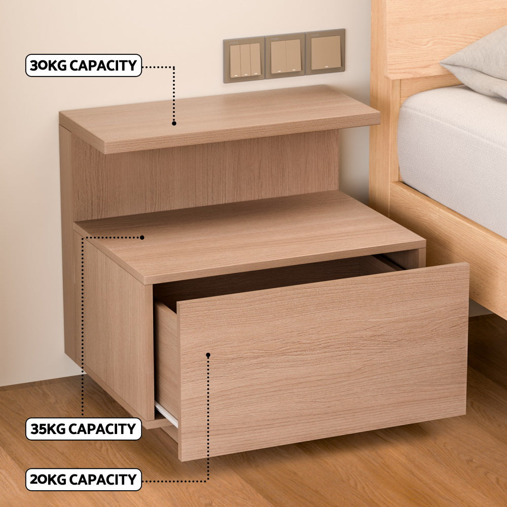 Bedside Tables: Artiss Bedside Table 1 Drawer - Pine