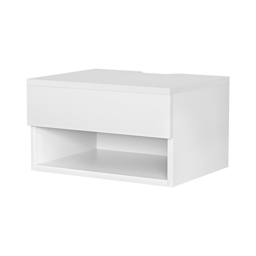 Bedside Tables: Artiss Floating Bedside Table Nightstand Drawer White