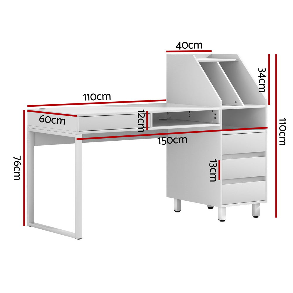 Desks: Artiss Computer Desk Office Study Desks Table Drawer Bookshelf
