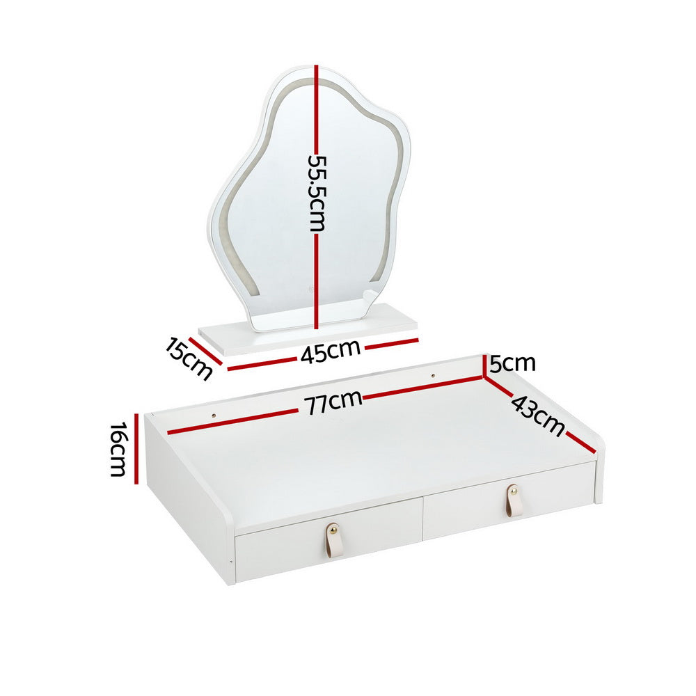 Dressing Vanity & Dressing Tables: Artiss Dressing Table Floating LED White Daphne