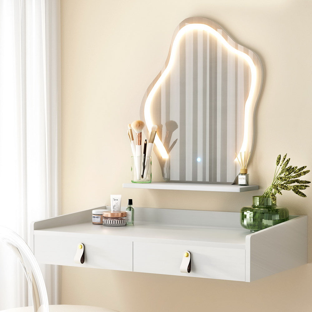 Dressing Vanity & Dressing Tables: Artiss Dressing Table Floating LED White Daphne