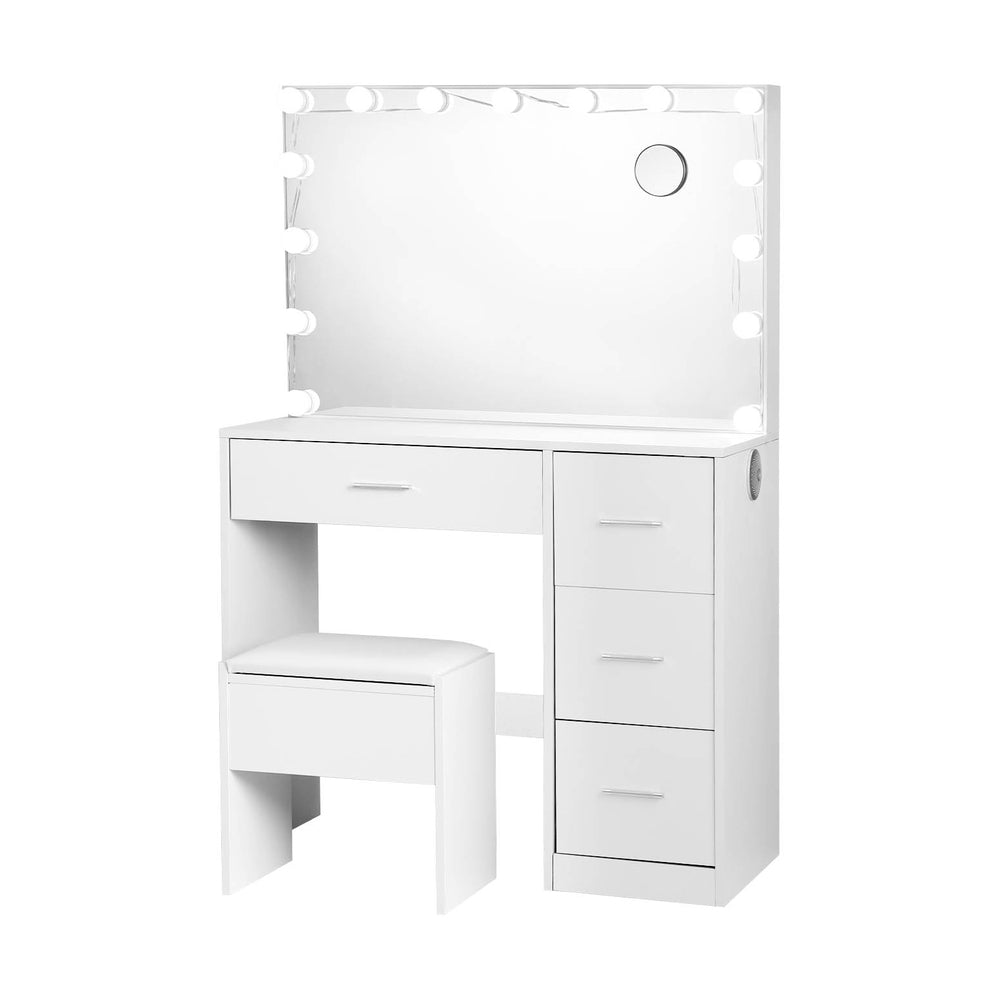 Dressing Vanity & Dressing Tables: Artiss Dressing Table Set Stool 15 Led Bulbs White Darcy