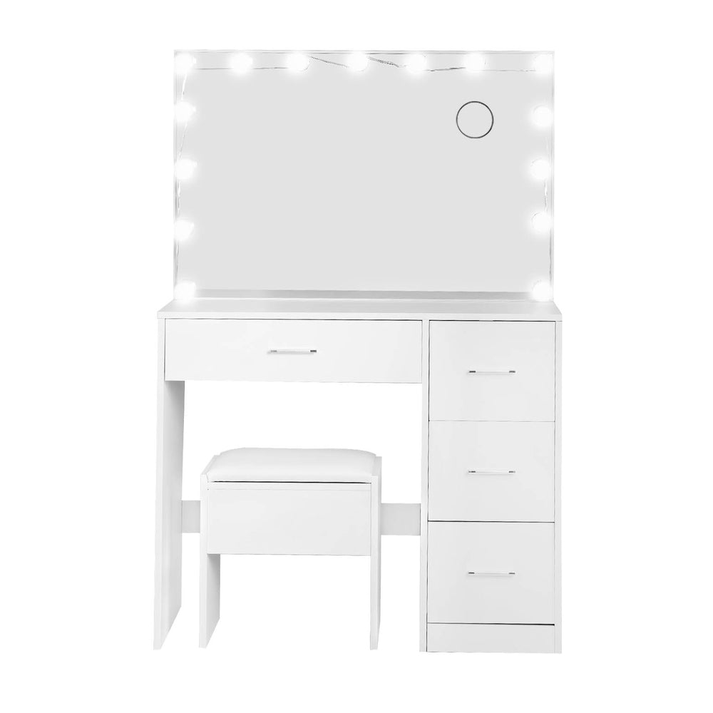 Dressing Vanity & Dressing Tables: Artiss Dressing Table Set Stool 15 Led Bulbs White Darcy