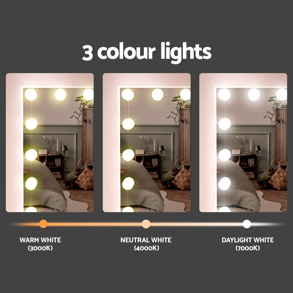 Dressing Vanity & Dressing Tables: Artiss Dressing Table Set Stool 15 Led Bulbs White Darcy