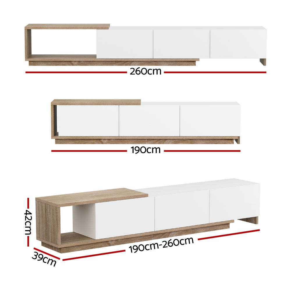 TV Units: Artiss TV Cabinet Entertainment Unit Stand Extendable White Oak