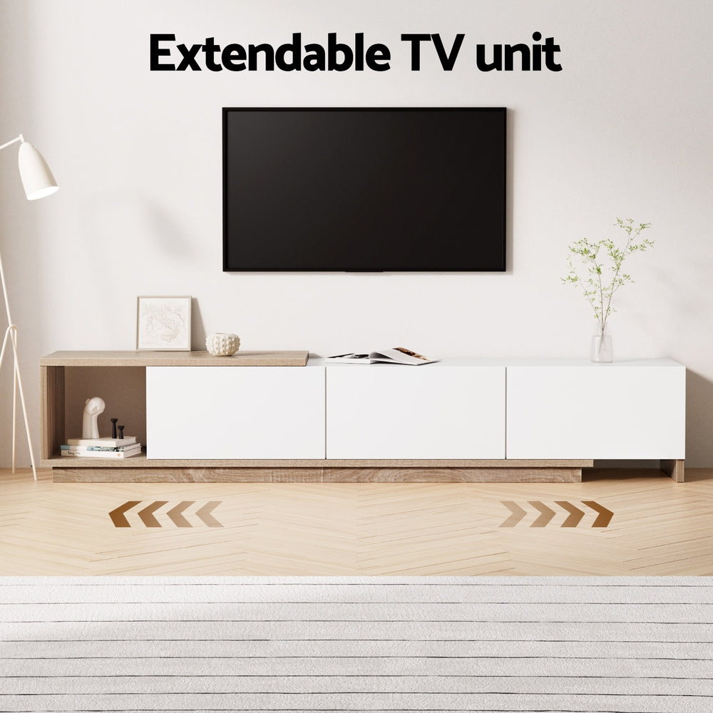 TV Units: Artiss TV Cabinet Entertainment Unit Stand Extendable White Oak
