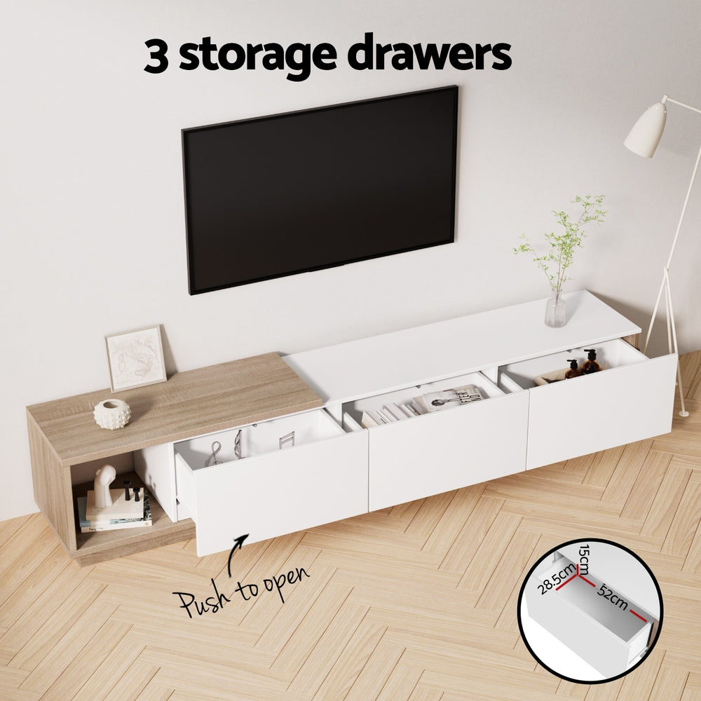 TV Units: Artiss TV Cabinet Entertainment Unit Stand Extendable White Oak