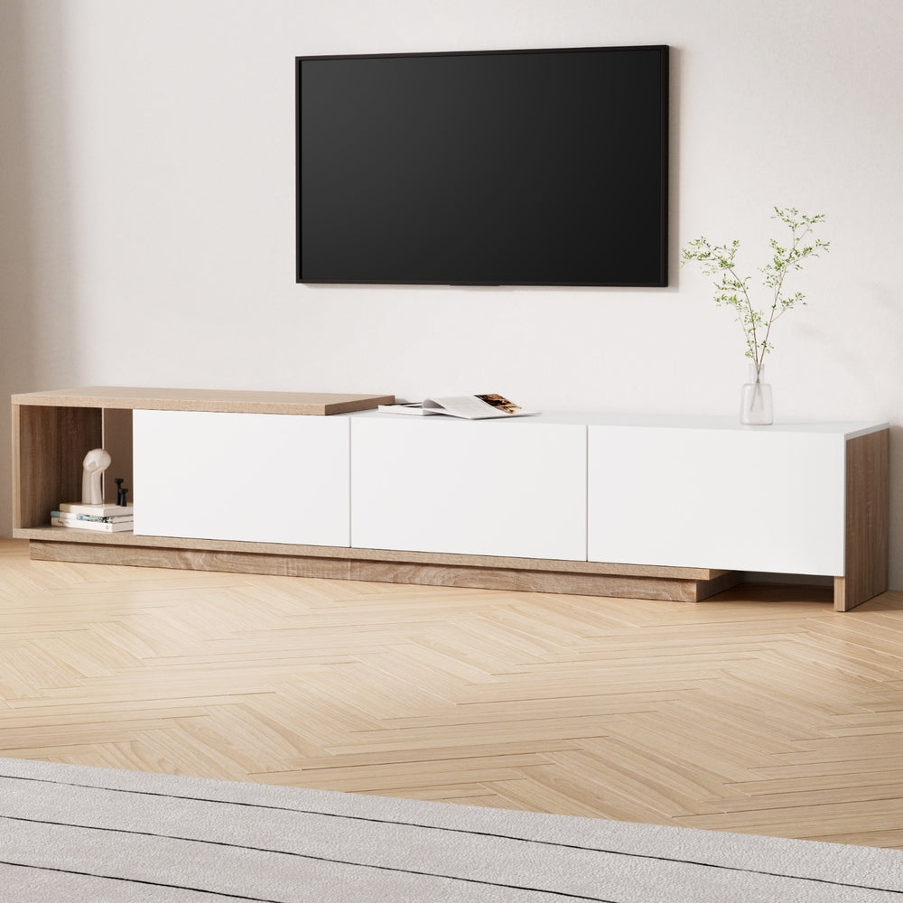 TV Units: Artiss TV Cabinet Entertainment Unit Stand Extendable White Oak