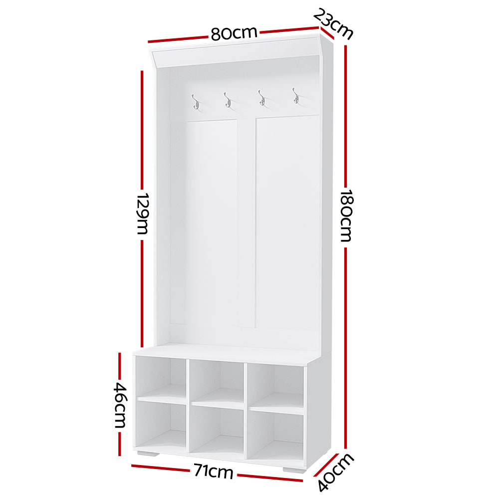 Shoe Storage: Artiss Shoe Rack Cabinet Hall Tree Coat Rack 180CM White