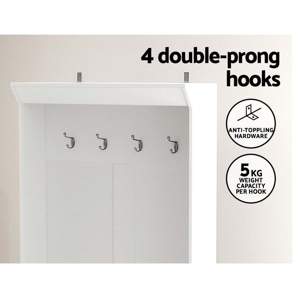 Shoe Storage: Artiss Shoe Rack Cabinet Hall Tree Coat Rack 180CM White