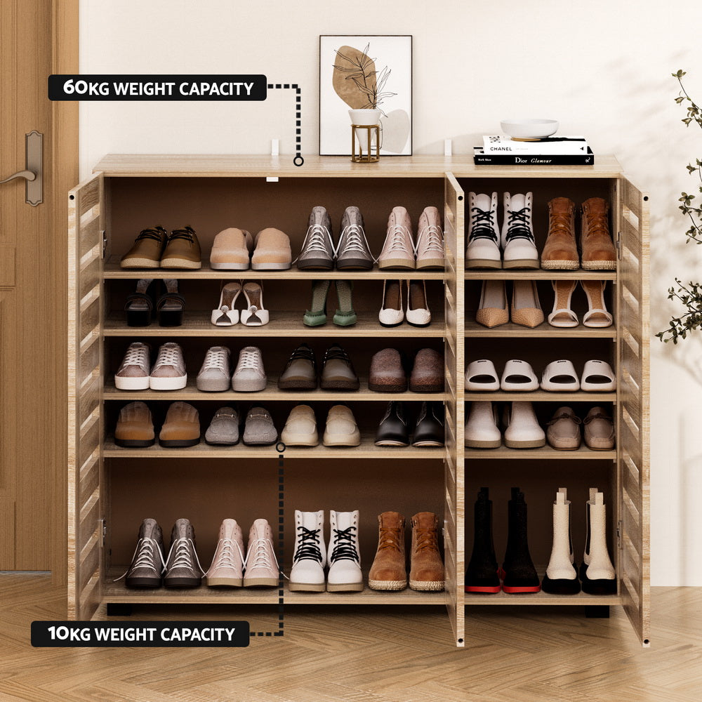 Shoe Storage: Artiss Shoe Rack Cabinet 30 Pairs Adjustable Shelf