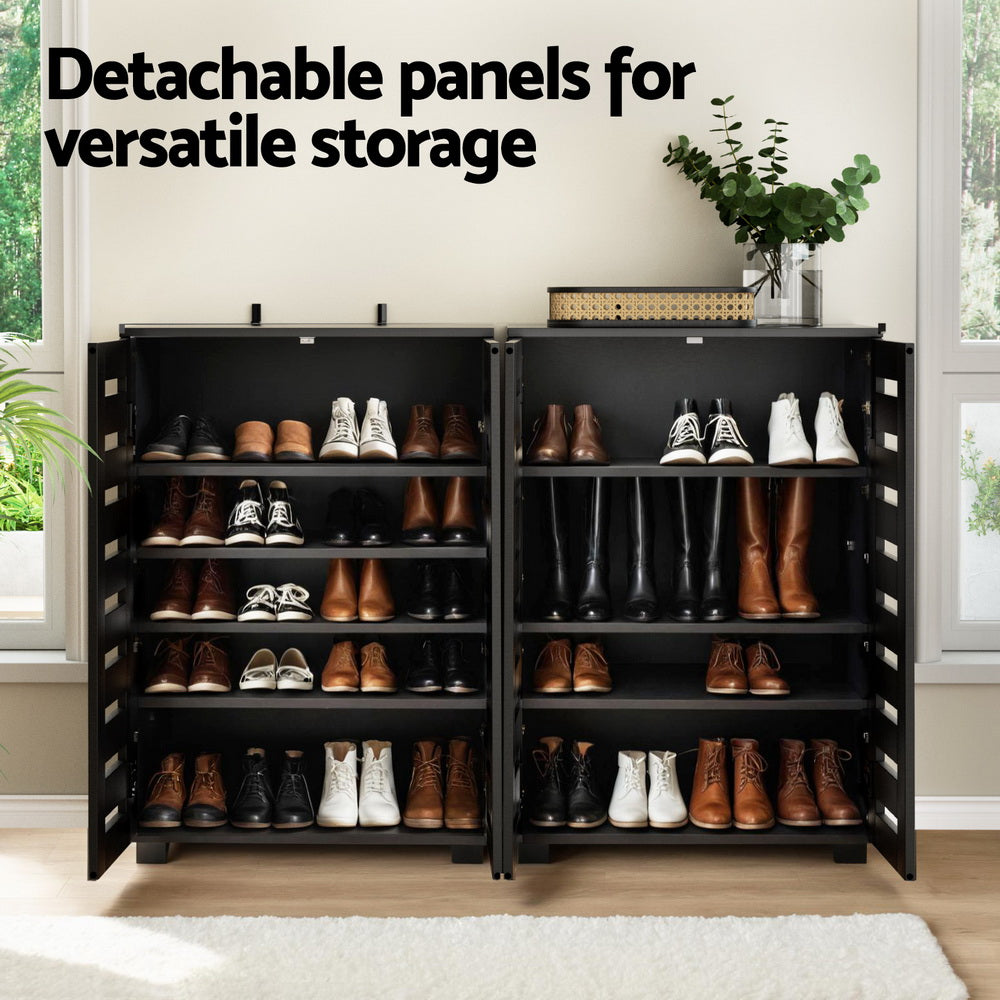 Shoe Storage: Artiss Shoe Rack Storage Cabinet 20 Pairs 5-tier Black Alster