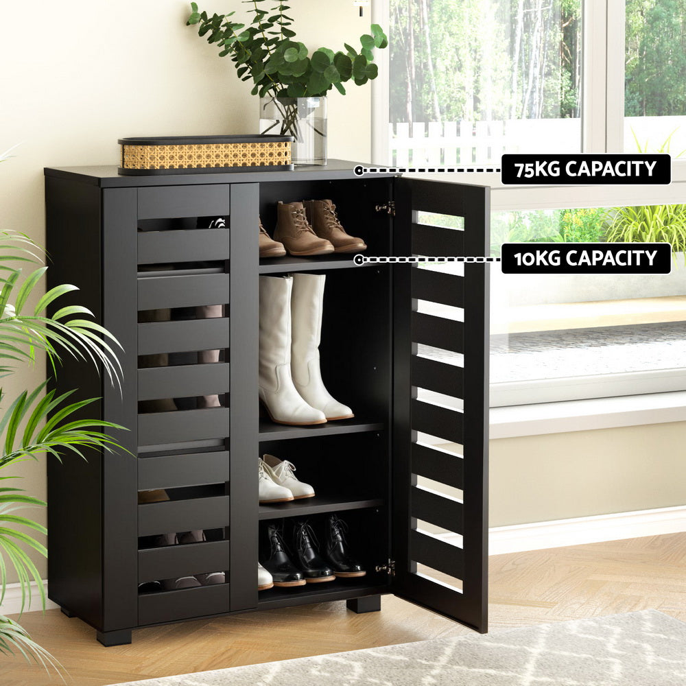 Shoe Storage: Artiss Shoe Rack Storage Cabinet 20 Pairs 5-tier Black Alster