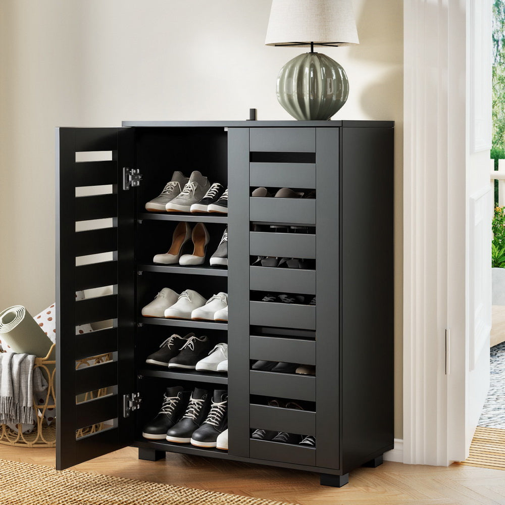 Shoe Storage: Artiss Shoe Rack Storage Cabinet 20 Pairs 5-tier Black Alster