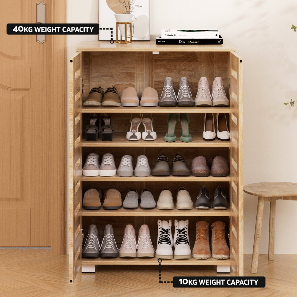 Shoe Storage: Artiss Shoe Rack Cabinet 20 Pairs 5-tier Wood Alster