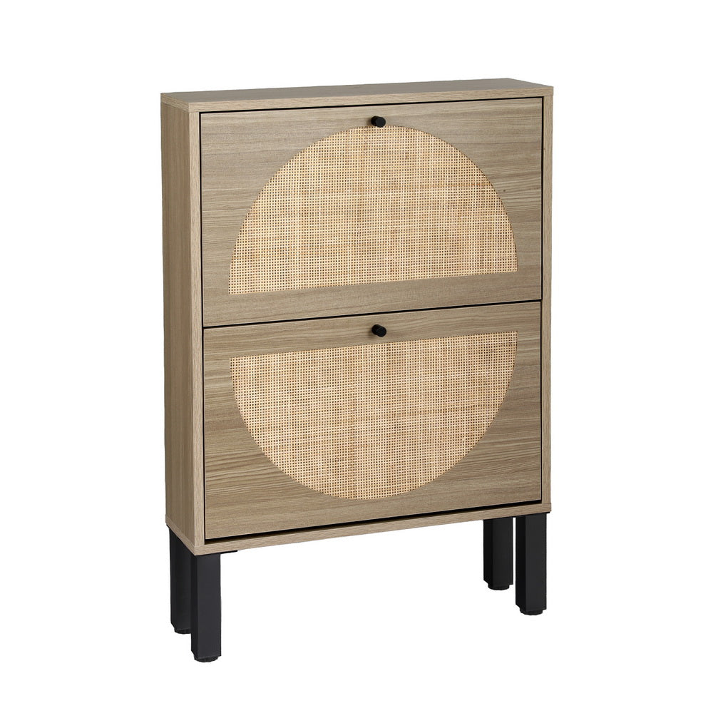 Shoe Storage: Artiss Shoe Rack Cabinet 2 Drawers Rattan 6 Pairs